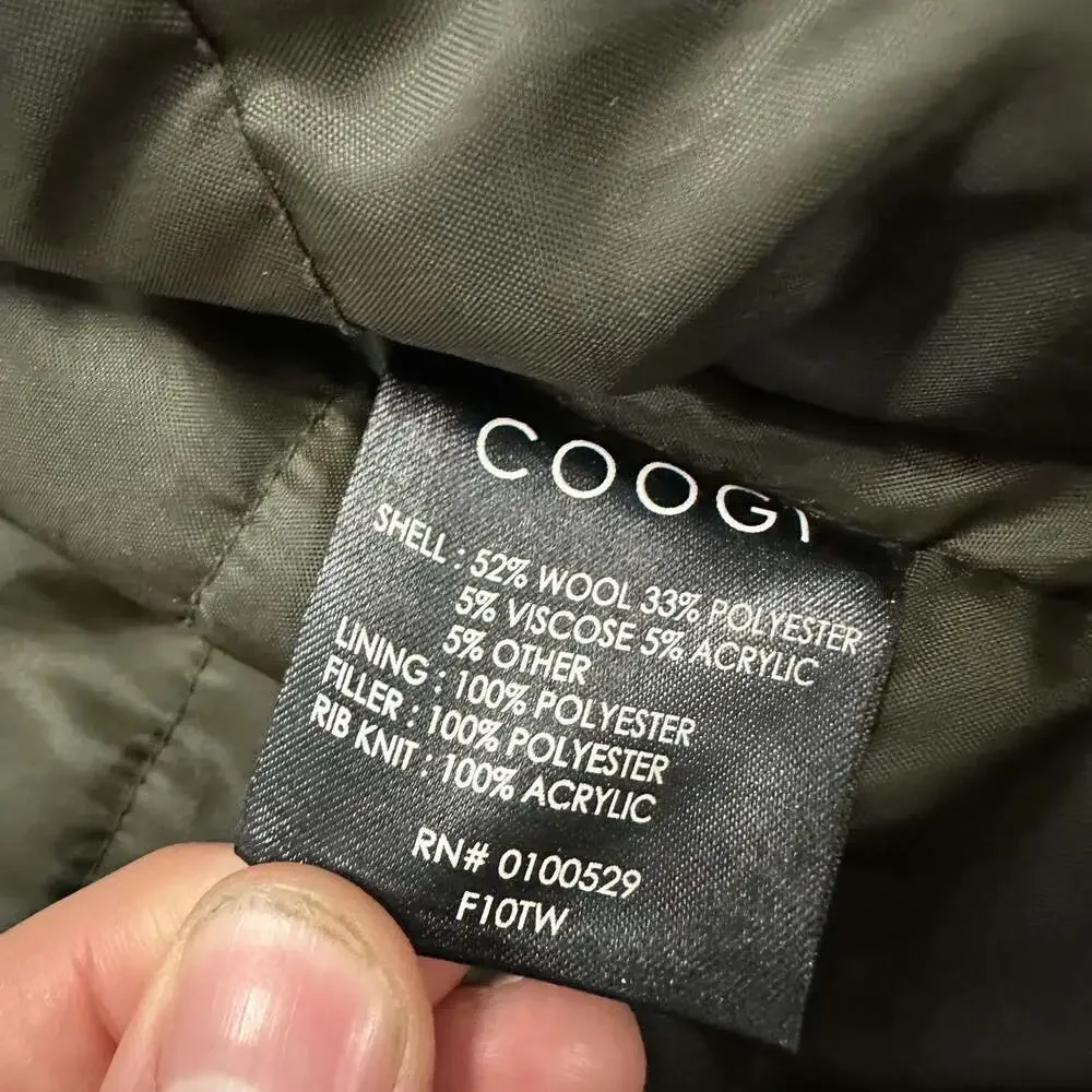 COOGI Vintage Wool Blend Bomber Jacket Full Zip Coat Brown Size L